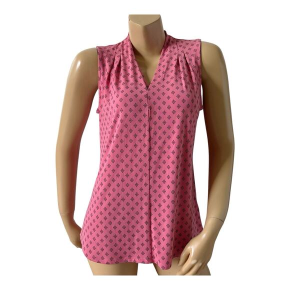 LIZ CLAIBORNE Career Womens Size Medium Sleeveless Pleated V Neck Shirt Top - Picture 1 of 6